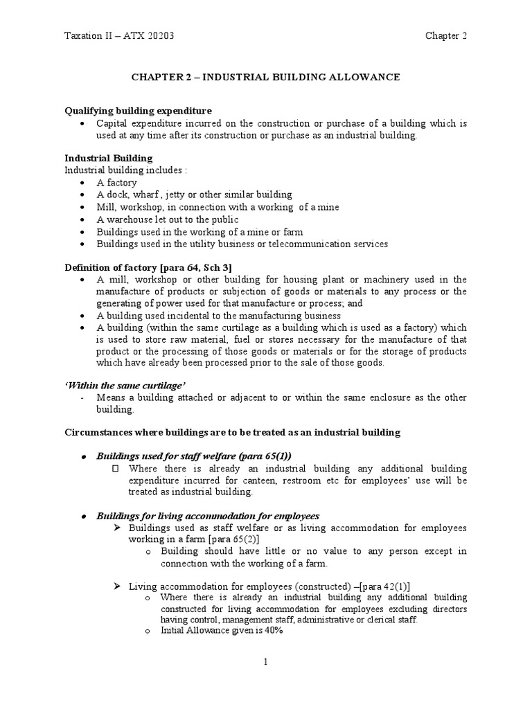 Chapter 2 Industrial Building Allowance PDF Expense Partnership
