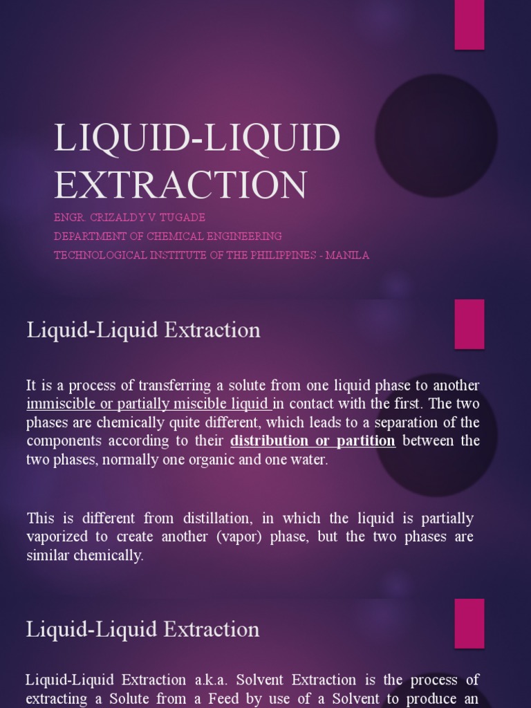 LiquidLiquid Extraction PDF Phase (Matter) Phase Diagram