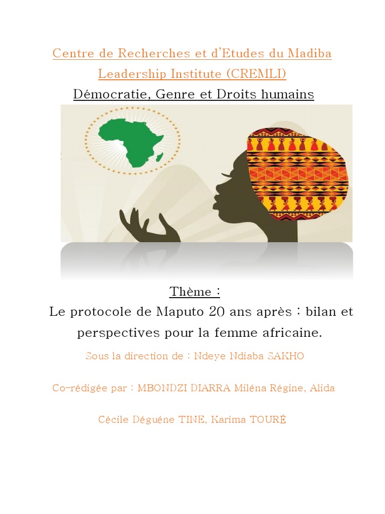 Bilan du Protocole de Maputo pour les femmes | PDF | Études des genres ...