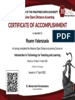 Certificate For Introduction To Technology For Teaching and Learning (March 2023) - CA 34012