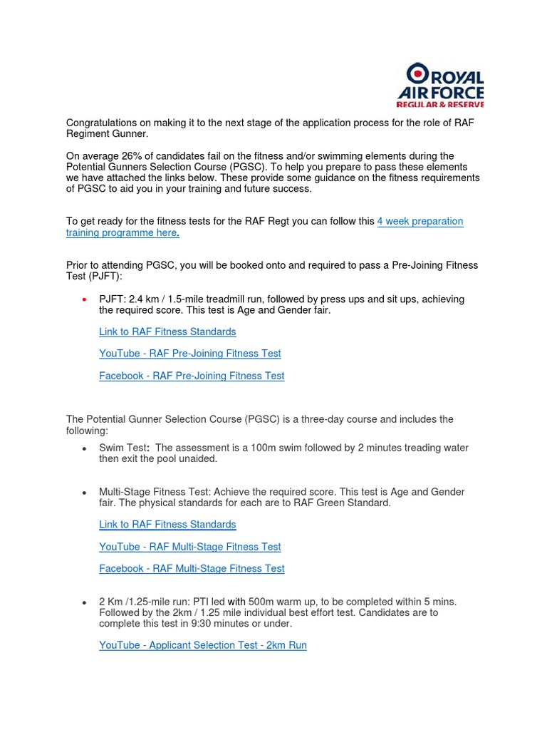 PGSC Fitness Standard - DOC-50002 | PDF