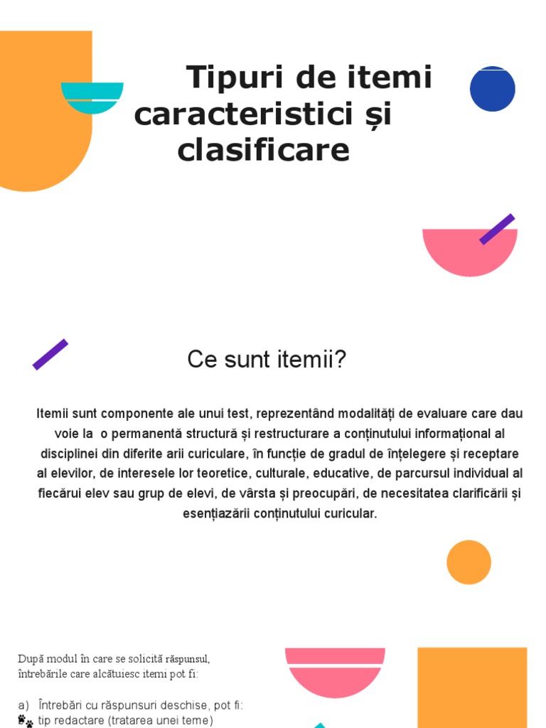 Tipuri de Itemi Caracteristici Și Clasificare 1 | PDF