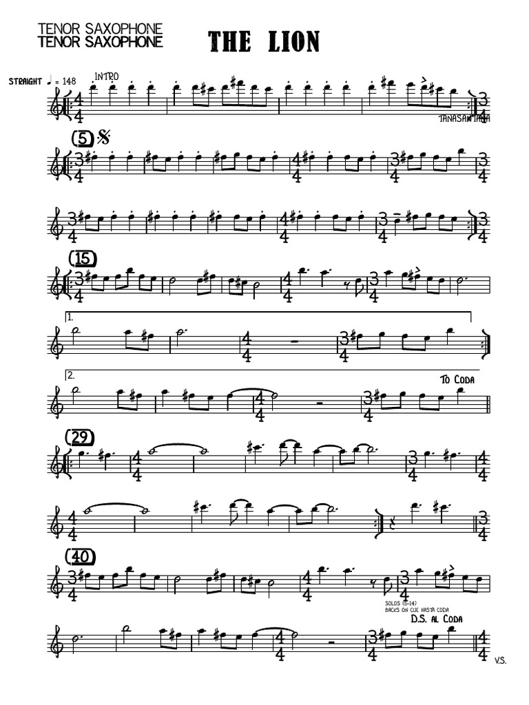 lion quinteto copia Tenor Saxophone PDF