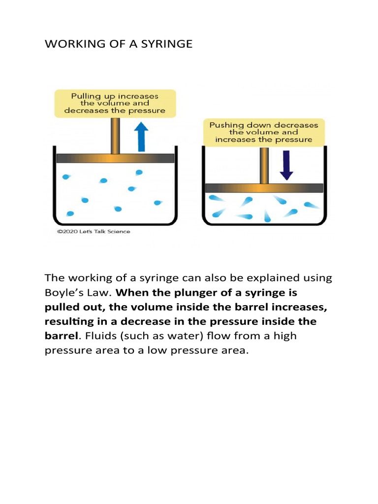 Working of A Syringe Boyles Law | PDF