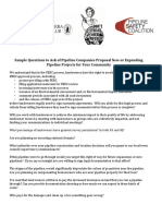 Sample Questions To Ask of Pipeline Companies Proposal New or Expanding Pipeline Projects For Your Community