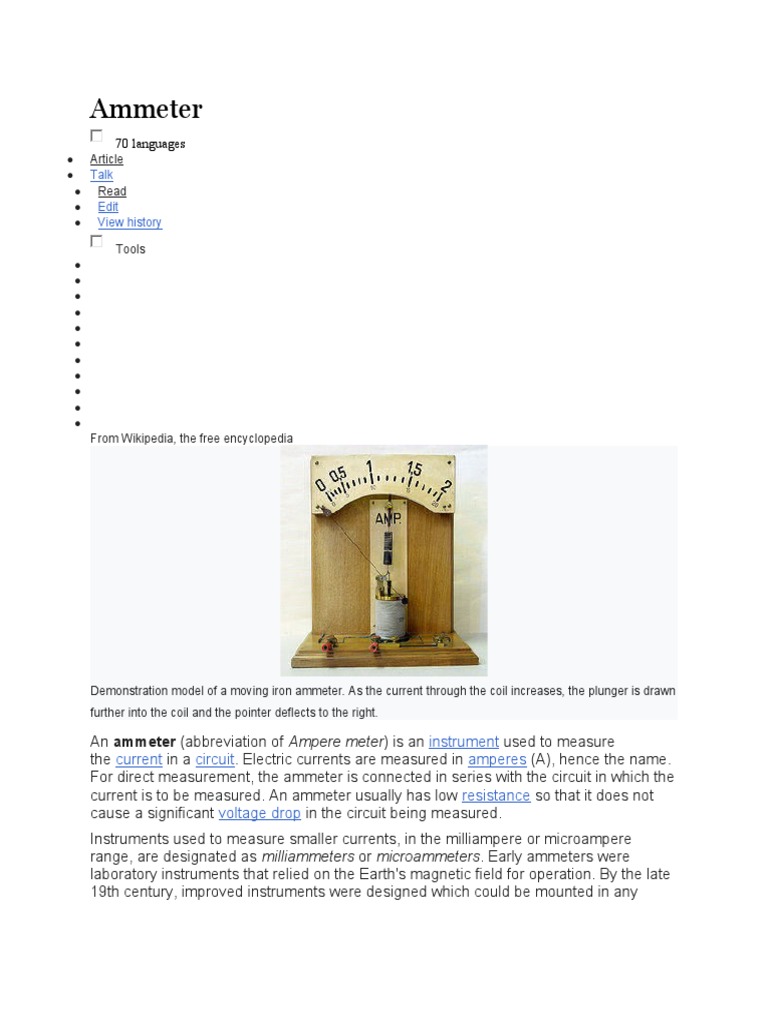 Ammeter PDF Electrodynamics Physical Quantities