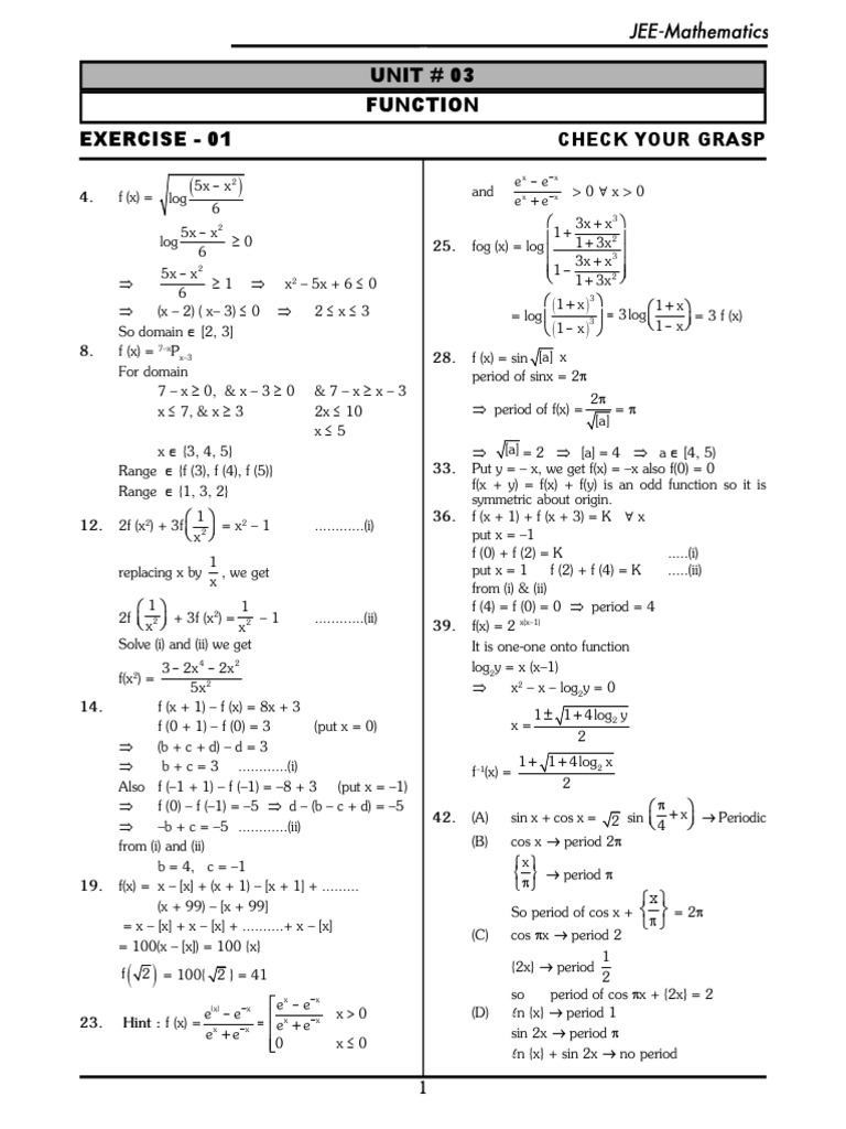 Unit 03 function check your grasp pdf function mathematics