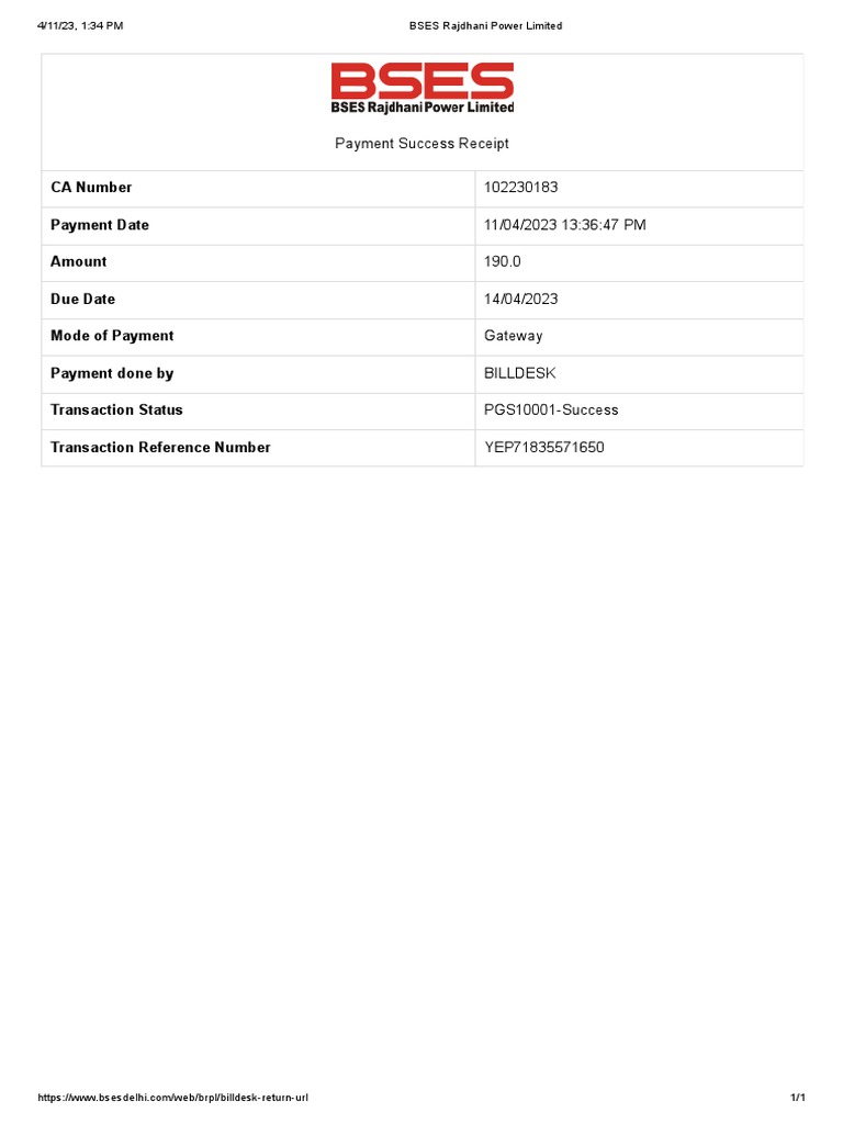 BSES Rajdhani Power Limited PDF