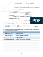 Devoir de Contrôle N°3 - Classe: 3STIC Exercice 1