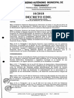 10/2018 Decreto Edil: Ing. Octavio Quispe Chura H. Alcalde Municipal de Tiahuanacu