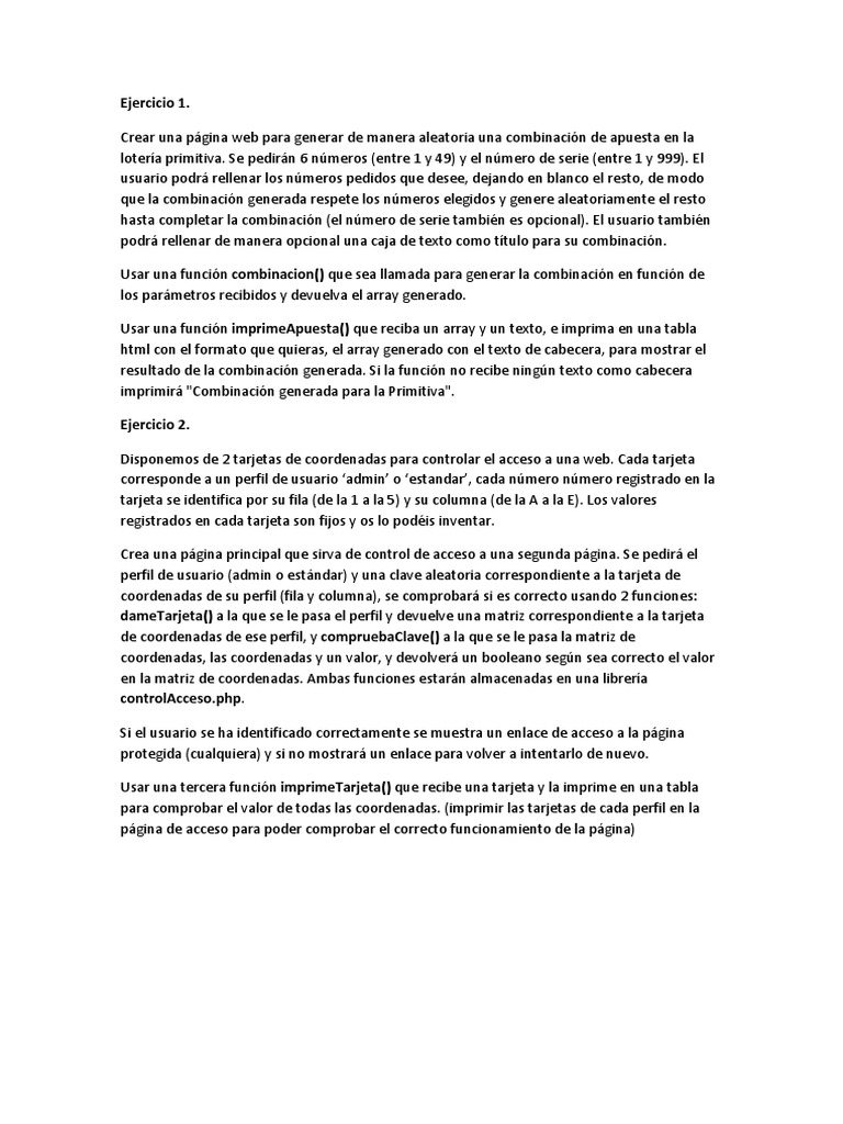 Ejercicios de ampliaci n tema funciones php pdf computadoras
