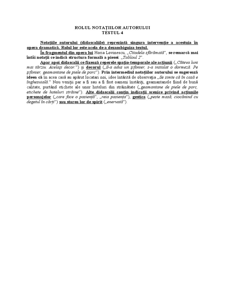 Rolul Notatiilor Autorului Rolul Notațiilor Autorului - Testul 4 | PDF
