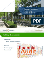 European Post-Master Accountancy Module 1 - Day 1 Auditing & Assurance Introduction