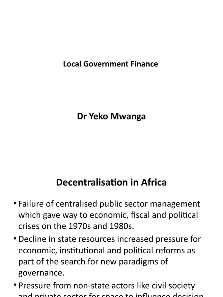 Local Government Finance Notes | PDF | Decentralization | Taxes