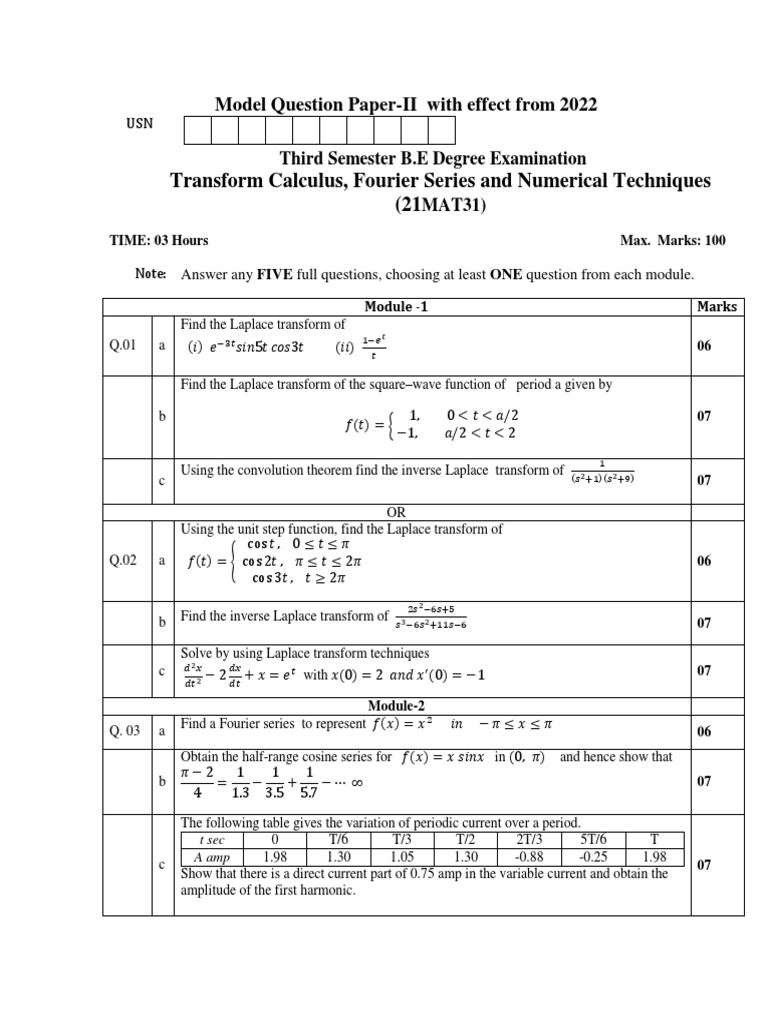 21 MAT31 Set 2 | PDF