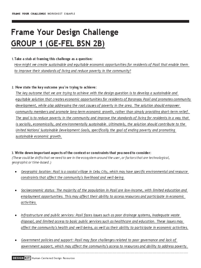 FrameYourDesignChallenge GROUP 1 FEL Download Free PDF Sustainability Poverty