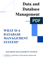 Data and Database Management: John Christopher V. Reguindin, MIS