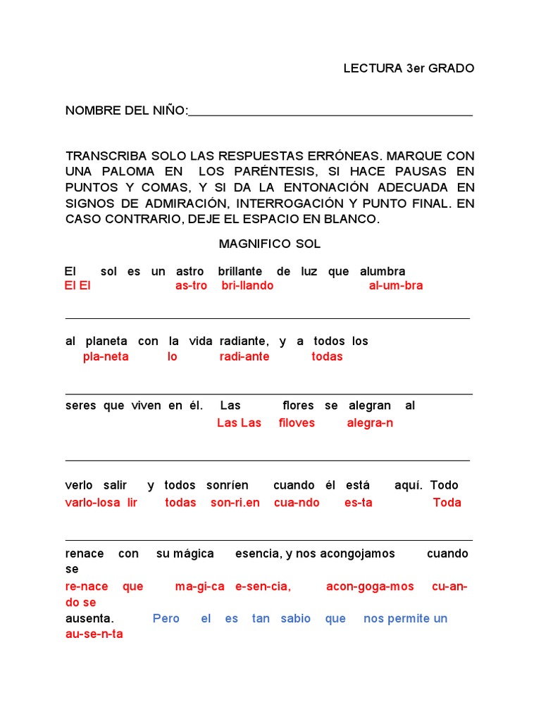 Lectura 3er Grado Pdf