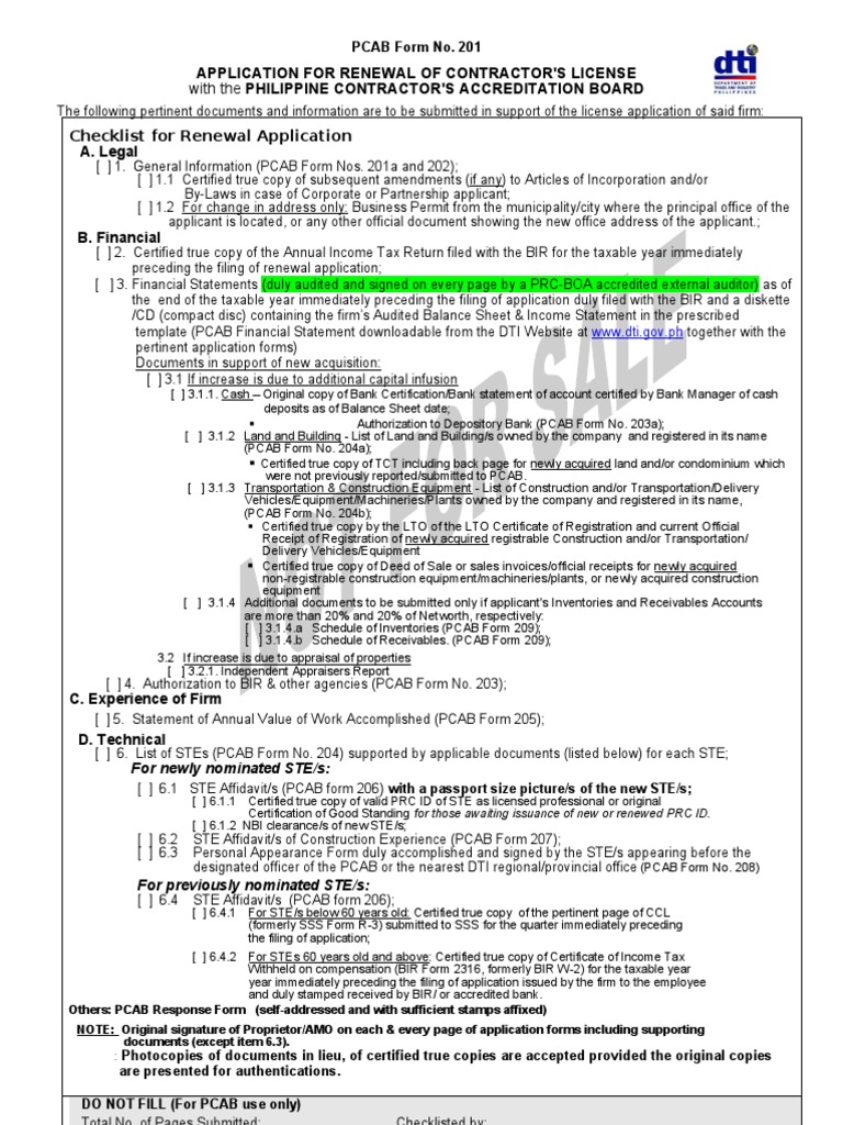 Application For Renewal of Contractor License | PDF | Identity Document ...