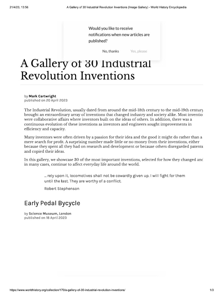 Gallery of 30 Industrial Revolution Inventions PDF