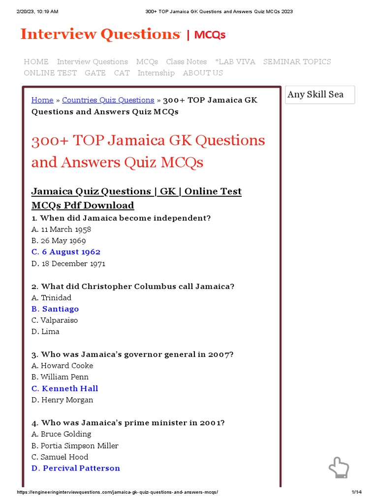 300-top-jamaica-gk-questions-and-answers-quiz-mcqs-2023-pdf-jamaica