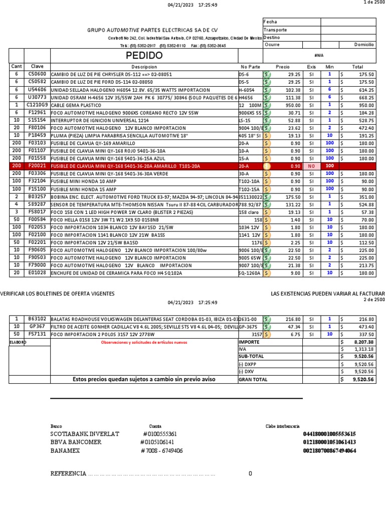 Pedido: Fecha Transporte Destino Ocurre Domicilio | PDF