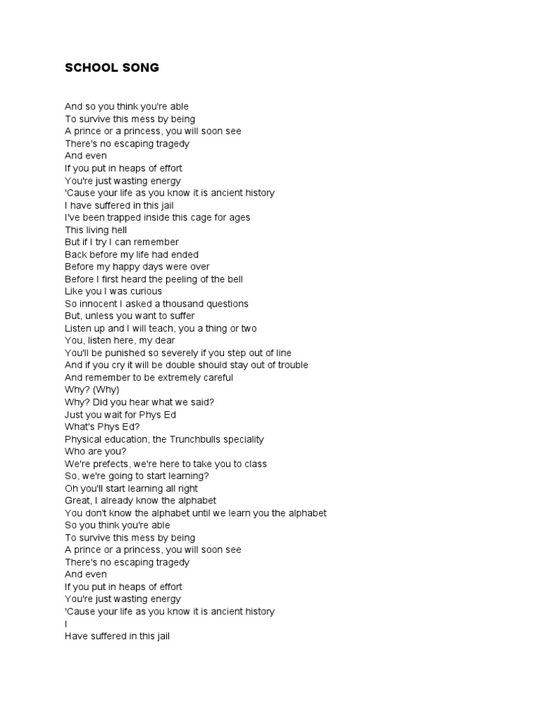 School Song Lyrics Analysis | PDF