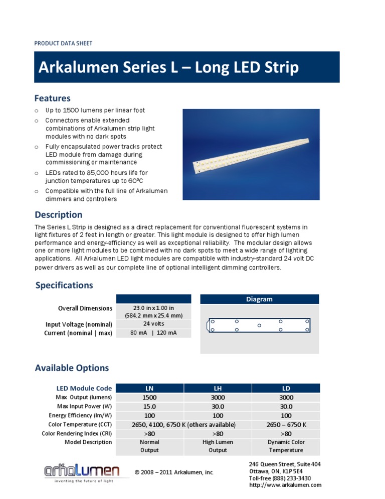 Arkalumen Series L Long LED Strip | PDF