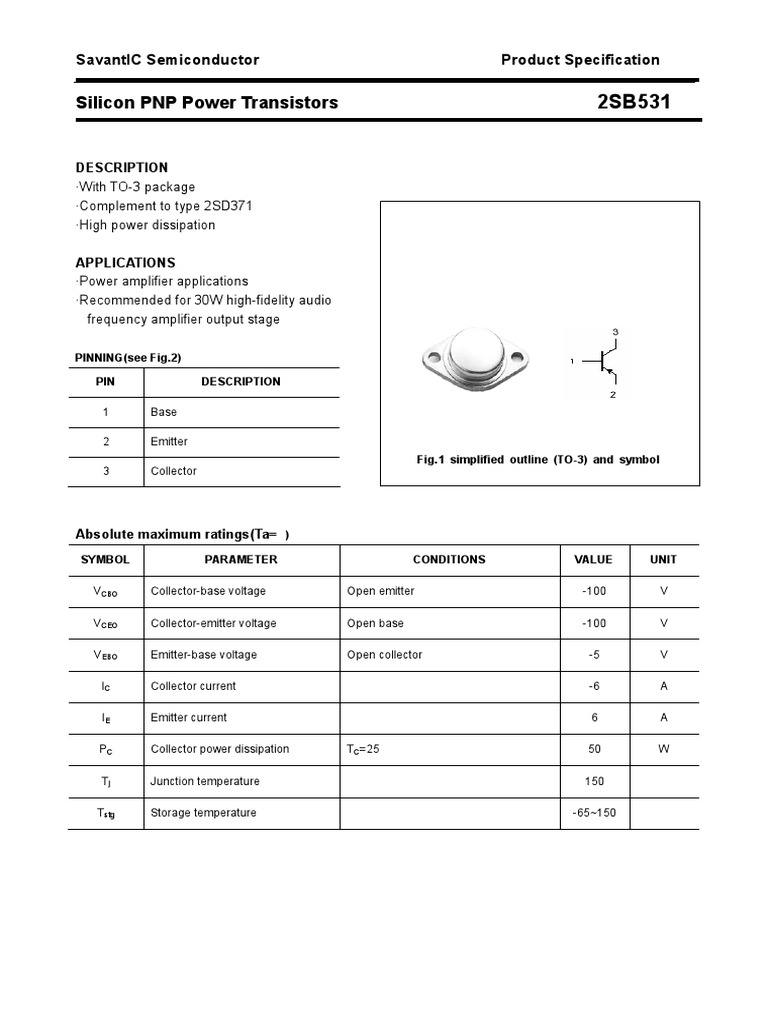 Coppia Transistor Di Potenza Toshiba 2SB531 (PNP) + 2SD371 (NPN) – Silicio – Componenti Audio - Foto 3