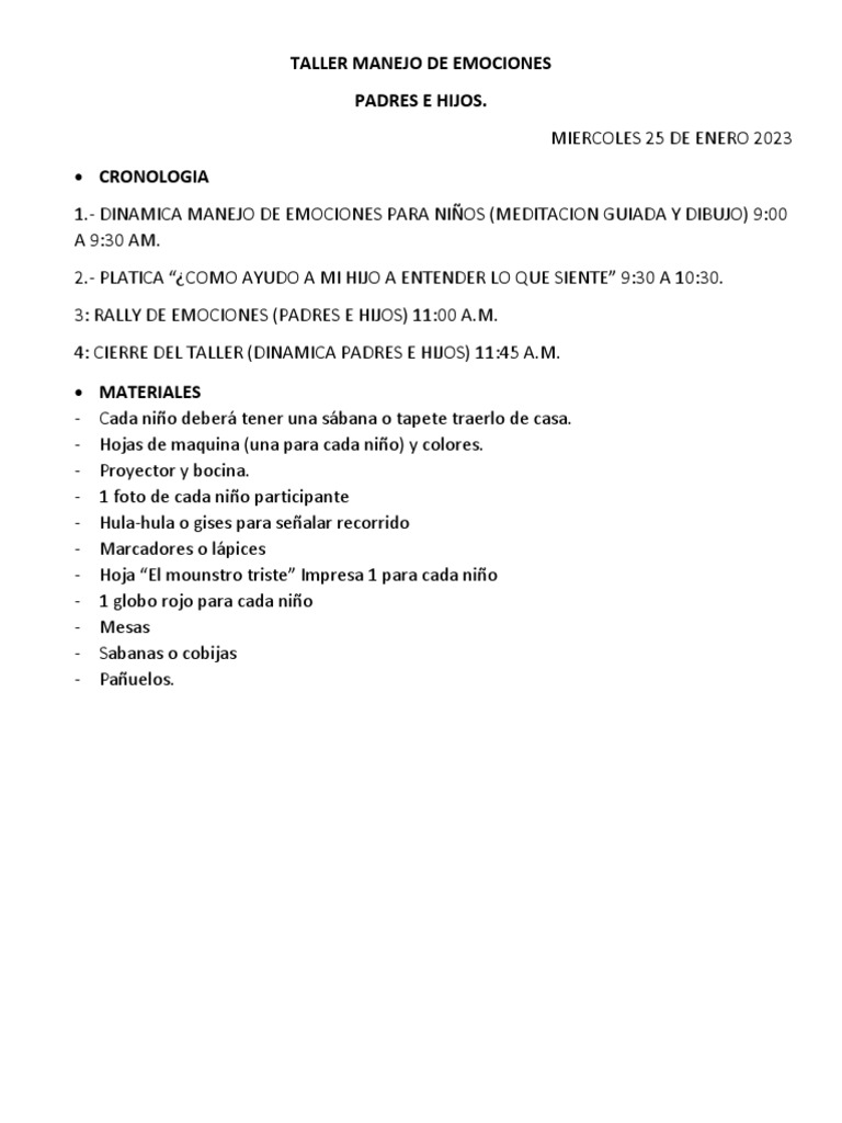 Taller de Manejo de Emociones para Familias | PDF