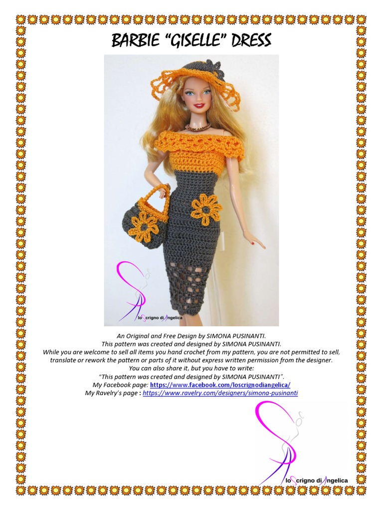 barbie crochet dress pattern Crochet Barbie White Dress Pattern For 12 inch Doll Outfit