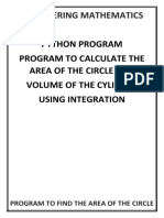 Pyhton Program of Integration To Find Volume and Area