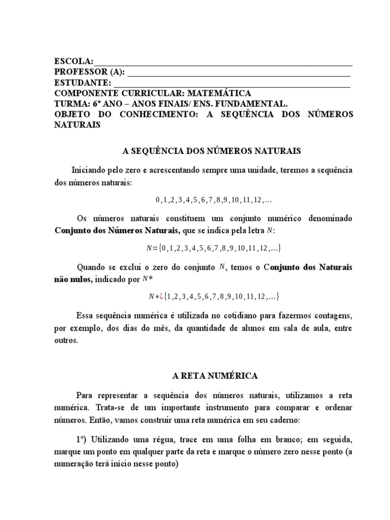 Sequência Dos Números Naturais | PDF