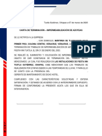 Carta de Terminación - Impermeabilización de Azoteas: Tuxtla Gutiérrez, Chiapas A 07 de Marzo de 2023