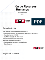 Gestión de Recursos Humanos: Mg. Rafael Salas 2021-1