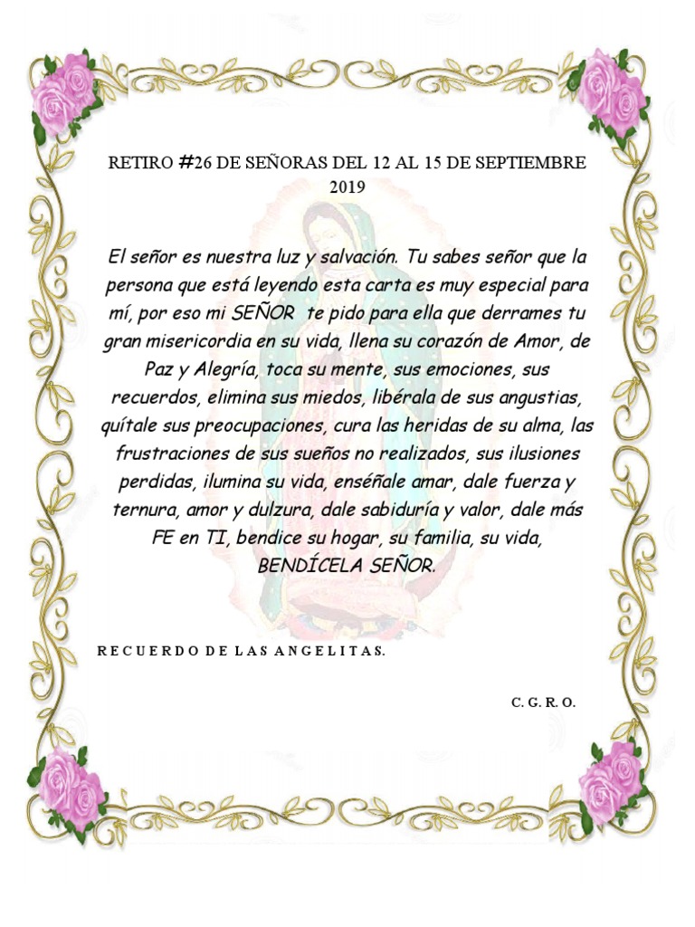 Carta de bendición para retiro espiritual | PDF