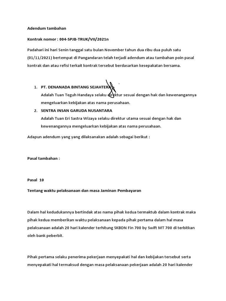 ADDENDUM | PDF | Bisnis | Pengelolaan Keuangan & Uang