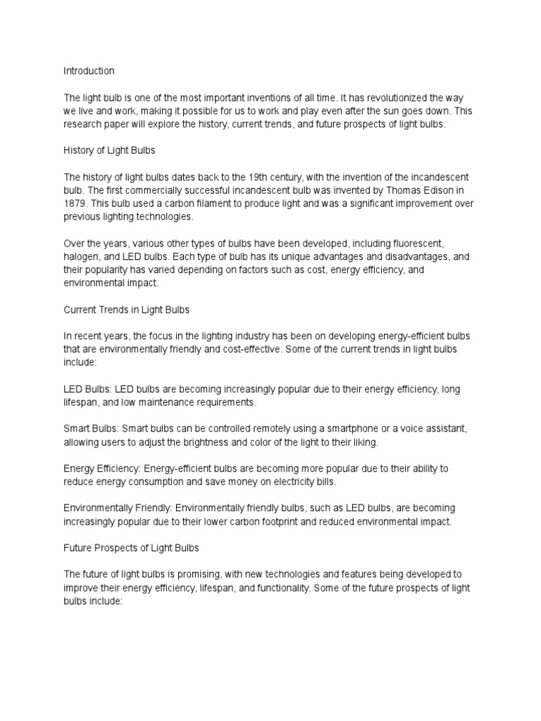 Light Bulbs: Past, Present, Future | PDF | Incandescent Light Bulb ...