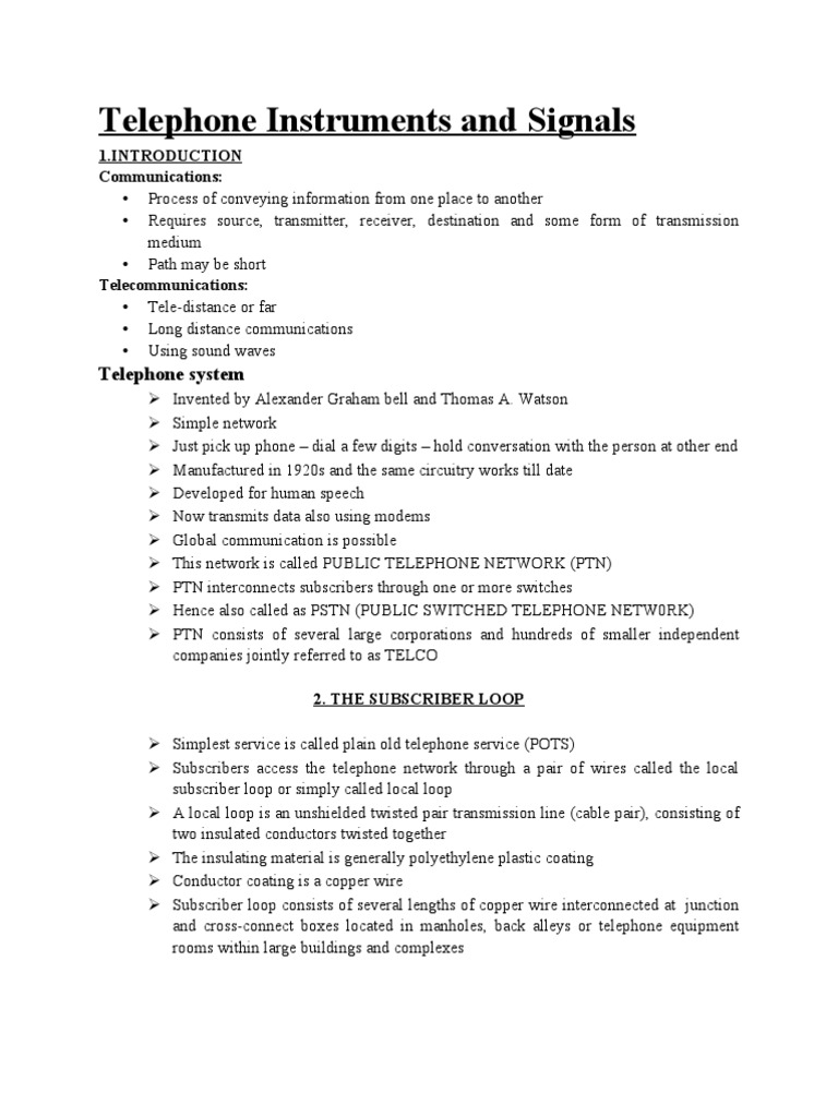 Overview of Telephone Instruments and Signals | PDF | Telephone ...