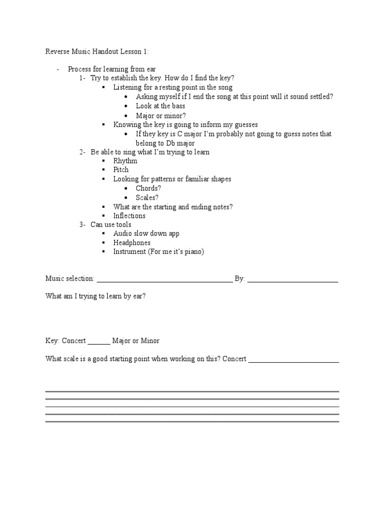 Reverse Music All Handouts | PDF | Language Arts & Discipline