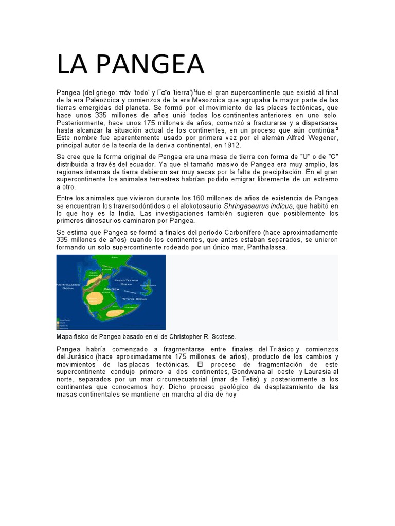 La Pangea: Mapa Físico de Pangea Basado en El de Christopher R. Scotese ...