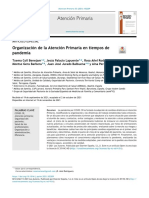 Organización de La Atención Primaria en Tiempos de Pandemia