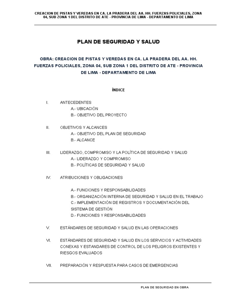 Plan de Seguridad en Obra: Lima 2023 | PDF | Seguridad y salud ...