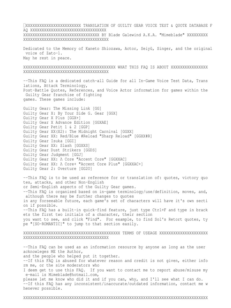 Guilty Gear Quote Project Leisure