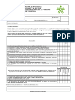 Servicio Nacional de Aprendizaje Centro de Diseño Y Metrologia Formato Encuesta Percepción Del Aprendiz en Formación Complementaria