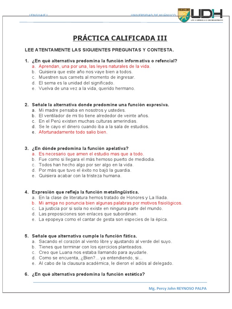 Funciones del Lenguaje en Ejercicios Académicos | PDF