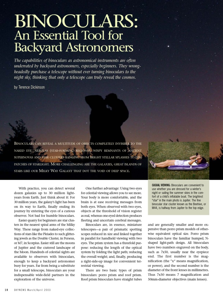 Binoculars Por Terence Dickinson PDF Milky Way Optics