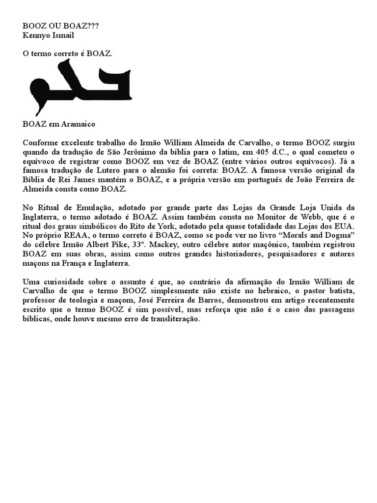 BOOZ OU BOAZ - Kennyo Ismail | PDF