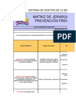 Matriz de Jerarquización Con Medidas de Prevención Frente A Un Peligroy Riesgo