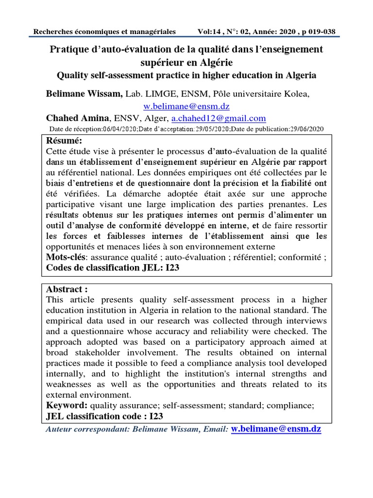 Auto-évaluation qualité en enseignement supérieur | PDF | Gouvernance ...